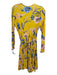 Yumi Kim Size Small Yellow & Blue Rayon Long Sleeve Floral Knee Length Dress Yellow & Blue / Small