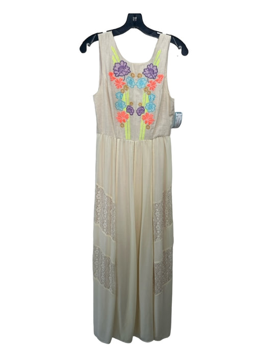 Champagne & Strawb Size Small Creme & Multi Cotton & Nylon Embroidered Dress Creme & Multi / Small