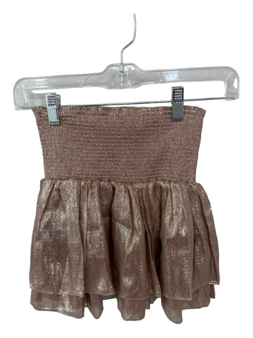 Ramy Brook Size XS Rose Gold Silk Blend Rouched Metallic Mini Skirt Rose Gold / XS