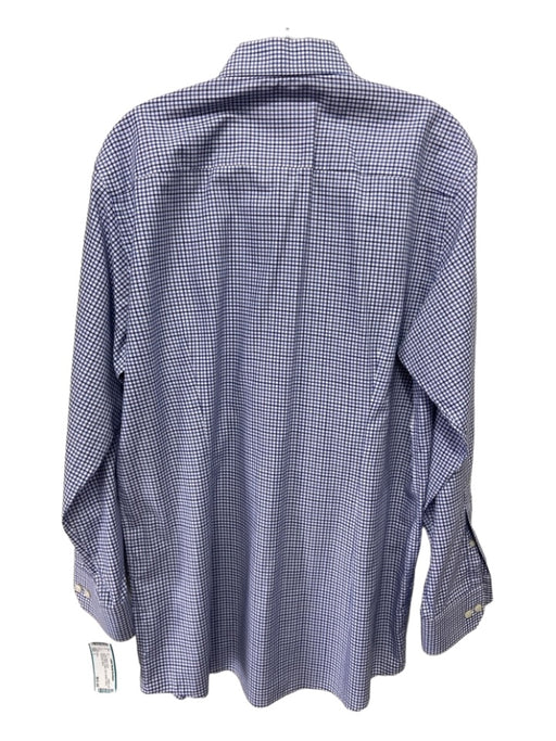 Eton Size L Blue & White Cotton Grid Button Down Men's Long Sleeve Shirt L