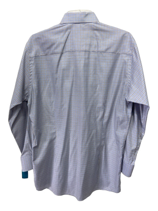 Eton Size M Blue & Brown Cotton Grid Button Down Men's Long Sleeve Shirt M