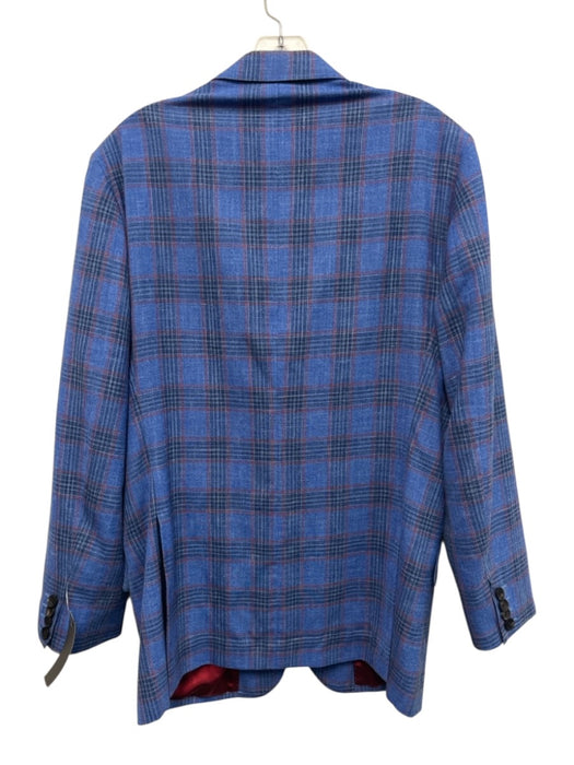 Q Clothier Size 40 Blue & Multi Wool Blend Plaid Blazer 2 Button Men's Jacket Blue & Multi / 40