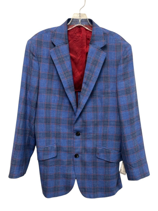Q Clothier Size 40 Blue & Multi Wool Blend Plaid Blazer 2 Button Men's Jacket Blue & Multi / 40