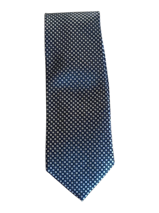 Robert Talbott Black, Silver & Blue Silk All Over Print Men's Tie Black, Silver & Blue