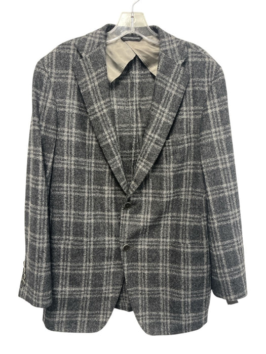 H. Stockton Gray Wool Plaid Blazer 2 Button Men's Jacket Gray