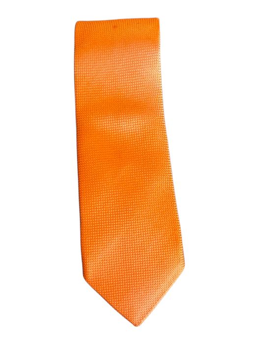 Hermes Orange Silk Woven Men's Tie Orange