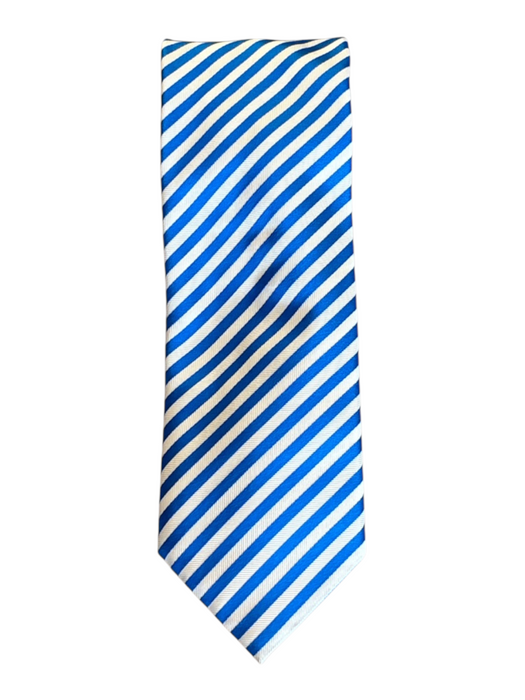 Canali Blue & White Silk Stripe Men's Tie Blue & White