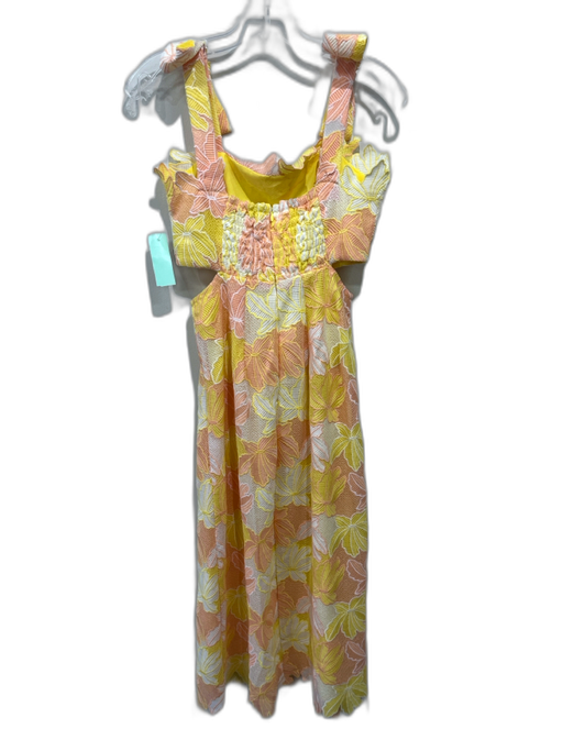 Adelyn Rae Size XS Yellow, Peach Pink & White Polyester Botanical Dress Yellow, Peach Pink & White / XS