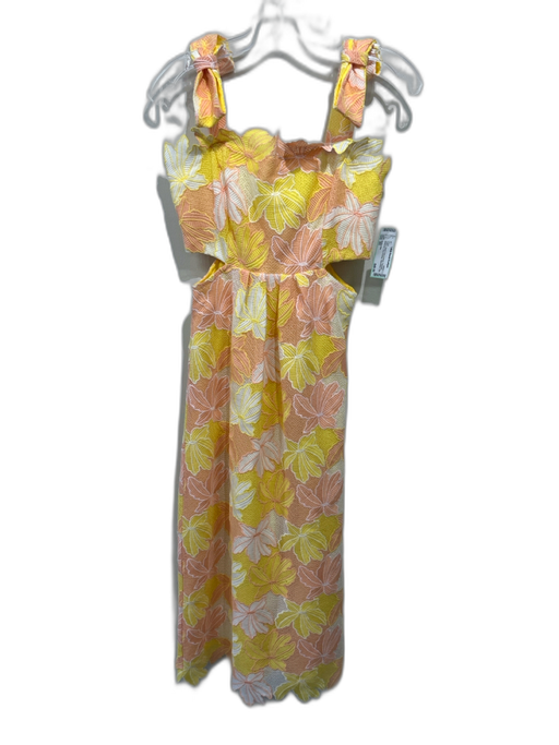 Adelyn Rae Size XS Yellow, Peach Pink & White Polyester Botanical Dress Yellow, Peach Pink & White / XS