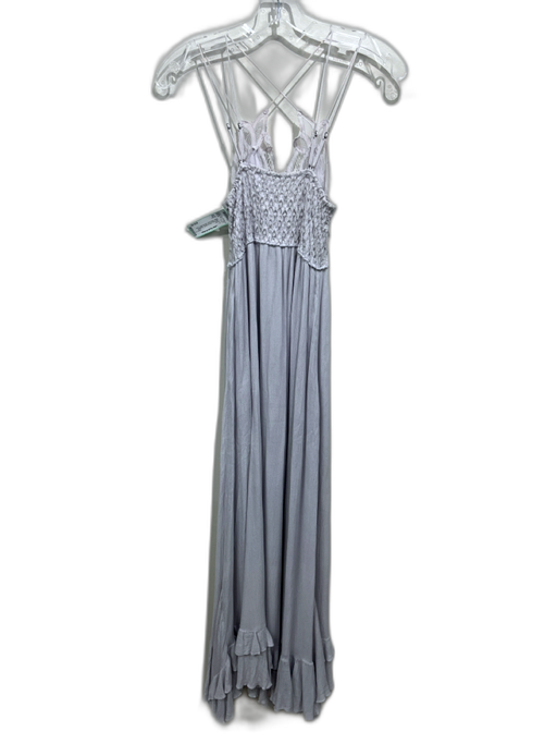 FP One Size XS Light Gray Viscose Blend Spaghetti Strap Floral Lace Dress Light Gray / XS