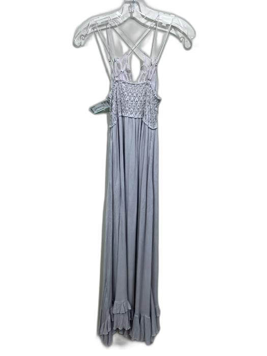 FP One Size XS Light Gray Viscose Blend Spaghetti Strap Floral Lace Dress Light Gray / XS