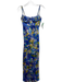 ASTR Size XS Blue, Green & White Polyester Abstract Floral Lace Trim Dress Blue, Green & White / XS