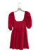 Maeve Size XS Red Cotton Blend Square Neck Button Down Puff Half Sleeve Dress Red / XS