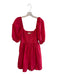 Maeve Size XS Red Cotton Blend Square Neck Button Down Puff Half Sleeve Dress Red / XS