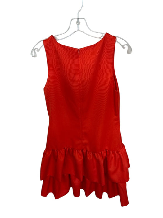 CK Bradley Size S Red Orange Polyester Sleeveless Tiered Ruffle High Neck Dress Red Orange / S