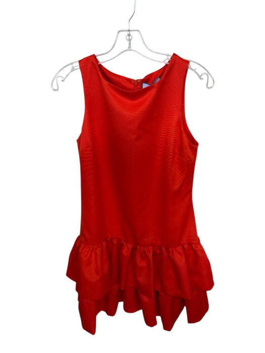 CK Bradley Size S Red Orange Polyester Sleeveless Tiered Ruffle High Neck Dress Red Orange / S
