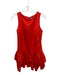 CK Bradley Size S Red Orange Polyester Sleeveless Tiered Ruffle High Neck Dress Red Orange / S