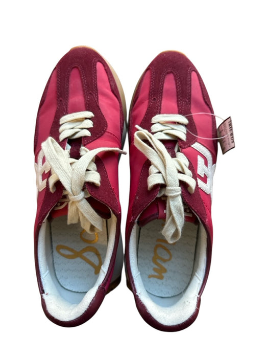 Sam Edelman Shoe Size 9 red & cream Canvas & Leather Lace Up Athletic Sneakers red & cream / 9