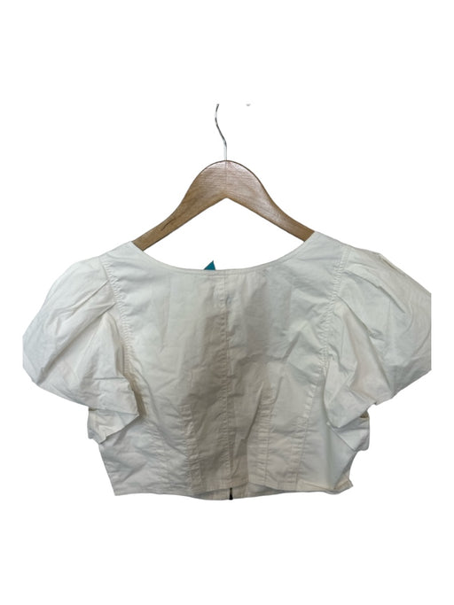 Ulla Johnson Size 10 White Cotton Short Balloon Sleeve Front Zip Cropped Top White / 10