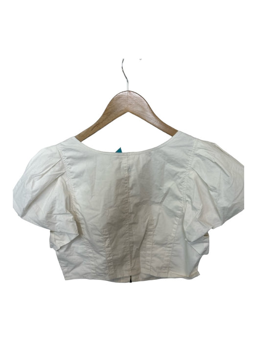 Ulla Johnson Size 10 White Cotton Short Balloon Sleeve Front Zip Cropped Top White / 10