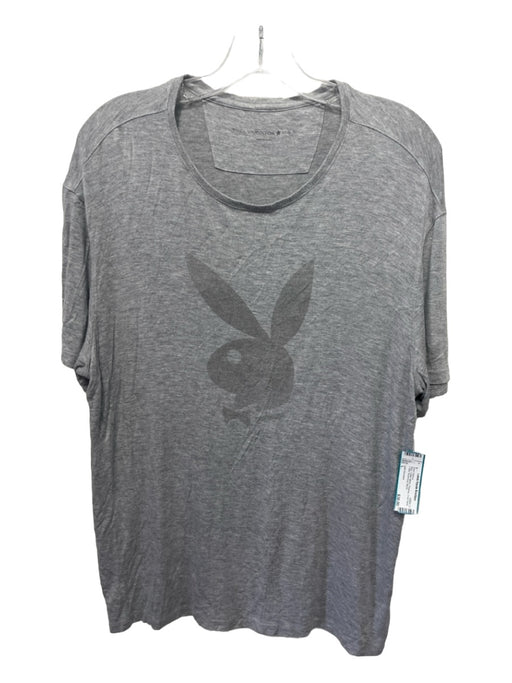 John Varvatos Size L Gray Cotton Blend Playboy T Shirt Men's Short Sleeve L