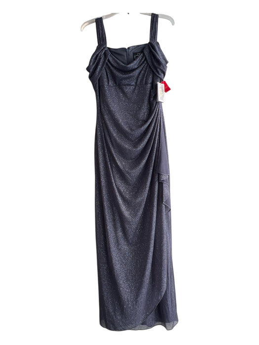 Alex Evenings Size 12 Storm Gray Polyester Off Shoulder Gathered Side Gown Storm Gray / 12