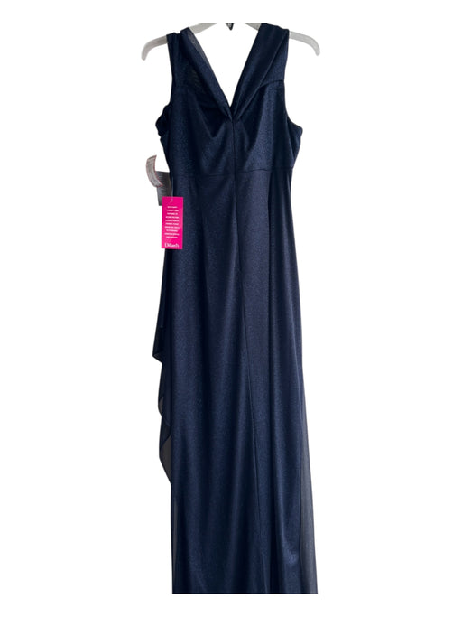 Alex Evenings Size 12 Navy Polyester Off Shoulder Gathered Side Back Zip Gown Navy / 12