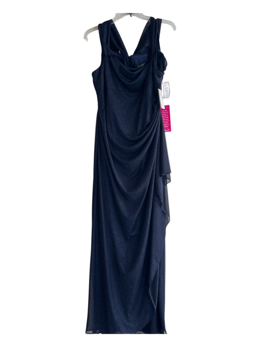 Alex Evenings Size 12 Navy Polyester Off Shoulder Gathered Side Back Zip Gown Navy / 12