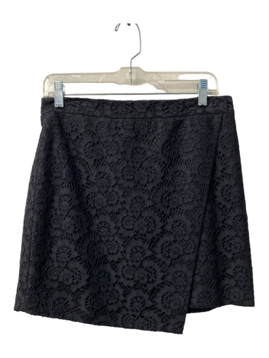 Madewell Size 6 Black Nylon Blend Lace Overlay Pencil Asymmetric Hem Skirt Black / 6