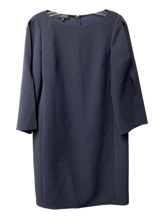 Lafayette 148 Size P Navy Acetate Round Neck Long Sleeve Knee Length Dress Navy / P