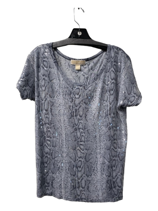 Michael Michael Kors Size S Gray Rayon Round Neck Short Sleeve Sequin Top Gray / S