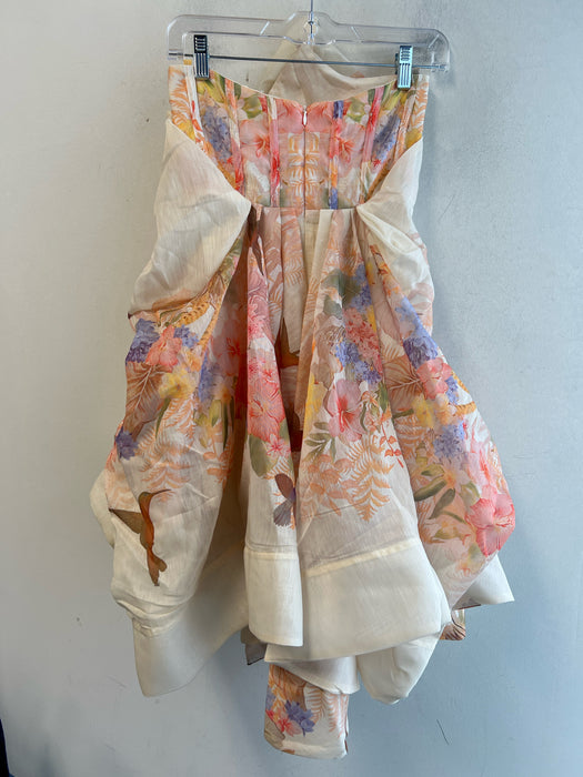 Zimmermann Size Est XS/S Beige & Multi Cotton & Polyester Sleeveless Dress