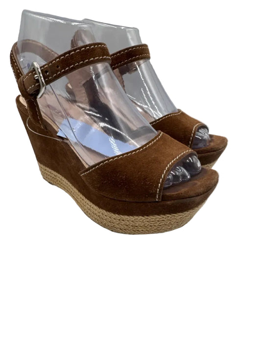 Prada Sport Shoe Size 36.5 Brown Leather Upper Suede Ankle Buckle Sandals
