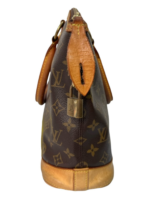 Louis Vuitton Brown Coated Canvas & Leather Handles Monogram Top Closure Bag Brown / Medium