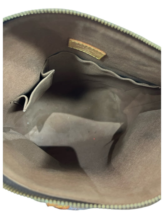 Louis Vuitton Brown Coated Canvas & Leather Handles Monogram Top Closure Bag Brown / Medium