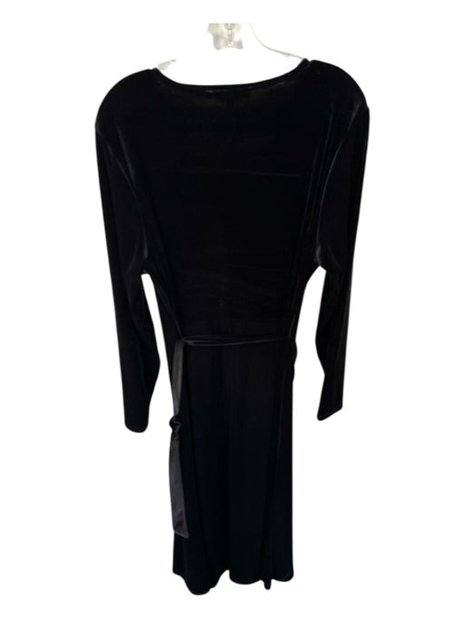 Preston & York Size XXL Black Velvet Long Sleeve V Neck Belted Maxi Dress Black / XXL