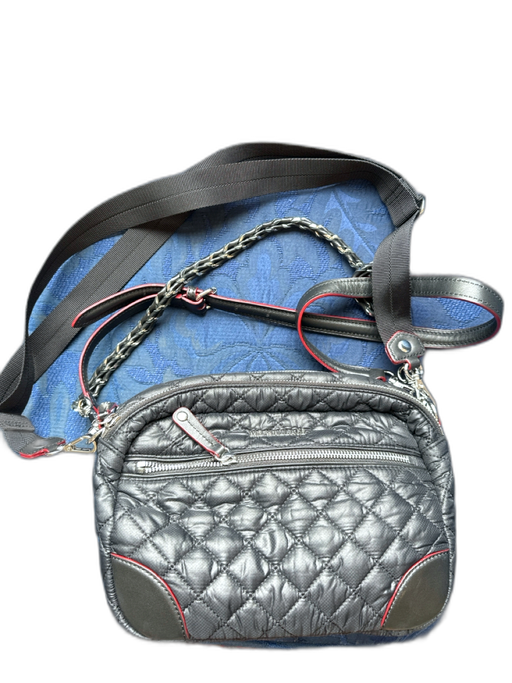 MZ Wallace Black & Silver Nylon Quilted Multi Strap Crossbody Bag Black & Silver / M