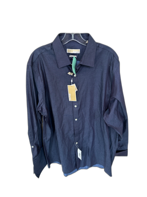 Michael Michael Kors NWT Size 17 Navy & Blue Cotton Polka Dot Button Down Shirt Navy & Blue / 17