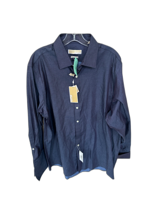 Michael Michael Kors NWT Size 17 Navy & Blue Cotton Polka Dot Button Down Shirt Navy & Blue / 17