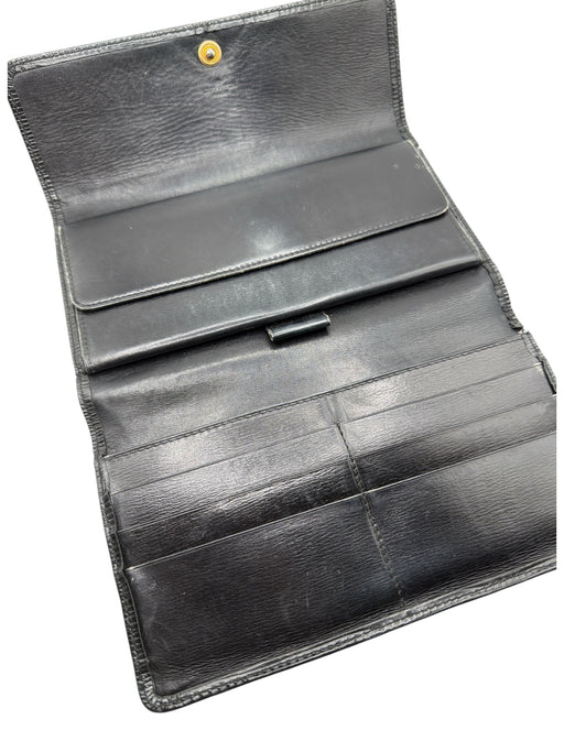 Louis Vuitton Black Leather Epi Rectangle Front Flap Wallets Black