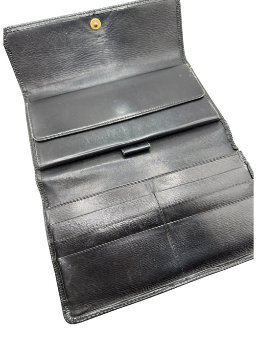 Louis Vuitton Black Leather Epi Rectangle Front Flap Wallets Black
