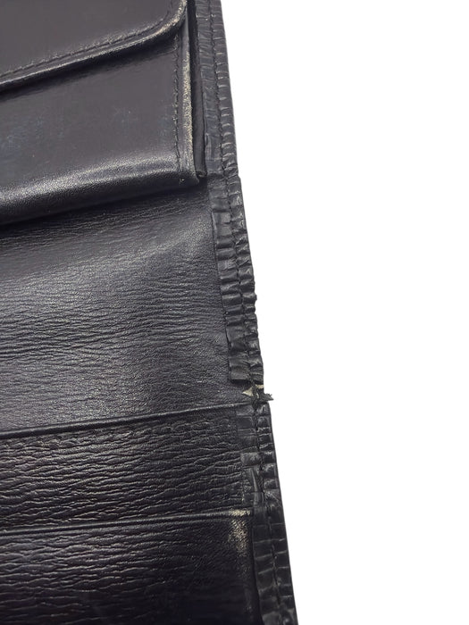 Louis Vuitton Black Leather Epi Rectangle Front Flap Wallets Black