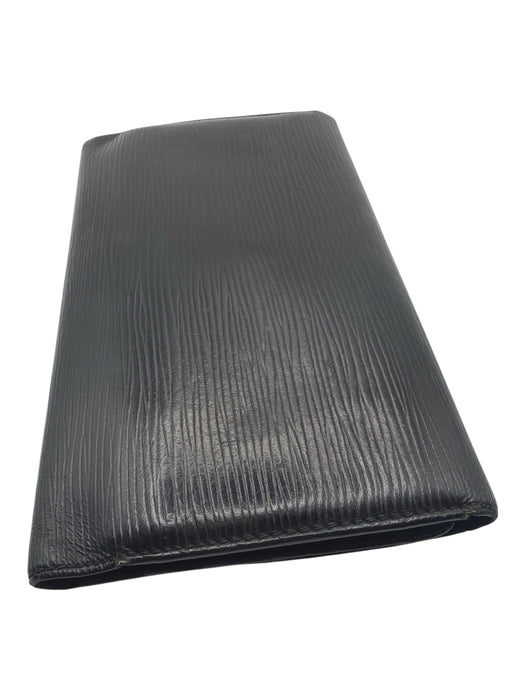 Louis Vuitton Black Leather Epi Rectangle Front Flap Wallets Black