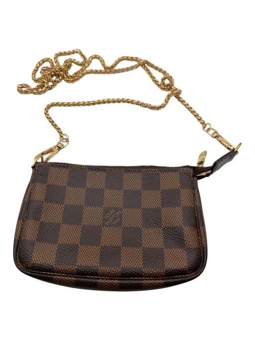 Louis Vuitton Brown Coated Canvas Zip Close Damier Ebene Bag Brown / XS