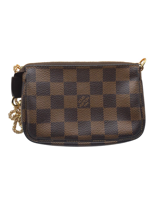 Louis Vuitton Brown Coated Canvas Zip Close Damier Ebene Bag Brown / XS