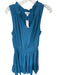 Evereve Size L Teal Blue Polyester Sleeveless Smocked Waist Ruffles Dress Teal Blue / L