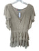 FP Beach Size M Oatmeal Cotton Short Sleeve Drawstring Waist Raw Hem Dress Oatmeal / M