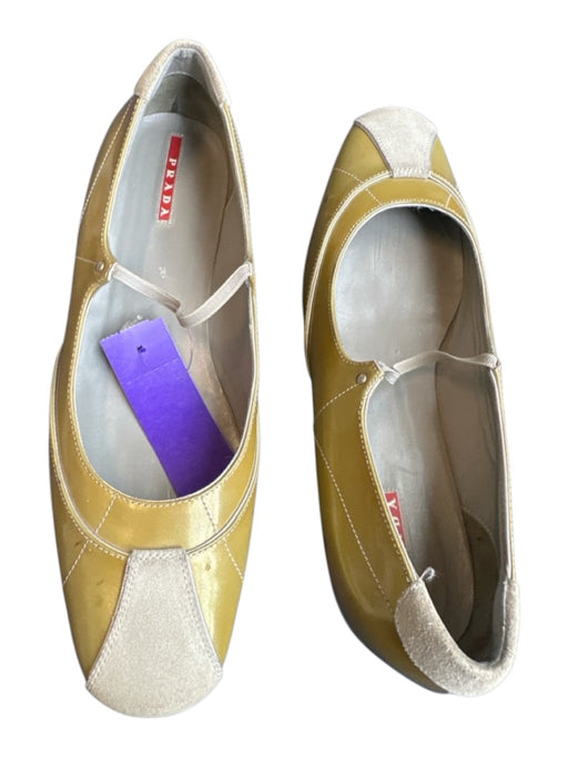 Prada Shoe Size 39 Green & Gray Patent Leather Mary Jane Flats Green & Gray / 39