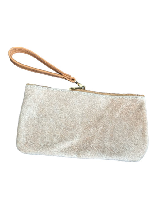 Satchel. Rose Gold & Brown Pony Hair Metallic Zip Close Wristlet Bag Rose Gold & Brown / S