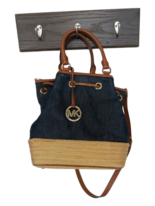 Michael Michael Kors Blue & Brown Denim Leather bucket Bag Blue & Brown / M